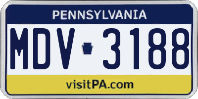 PA license plate MDV3188
