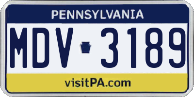 PA license plate MDV3189