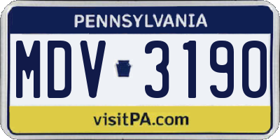 PA license plate MDV3190