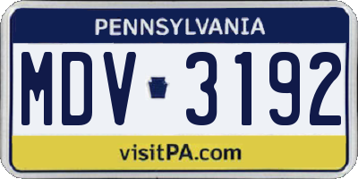 PA license plate MDV3192