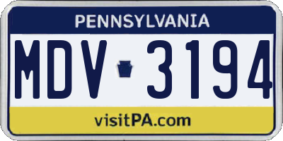 PA license plate MDV3194