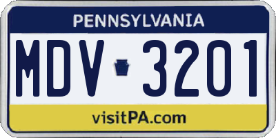 PA license plate MDV3201