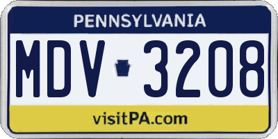 PA license plate MDV3208