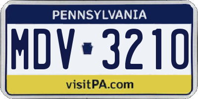 PA license plate MDV3210