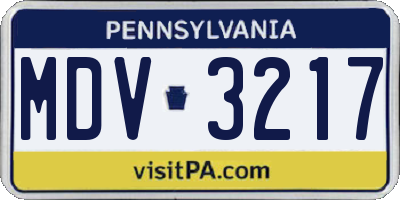 PA license plate MDV3217
