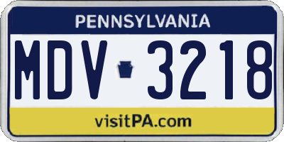 PA license plate MDV3218