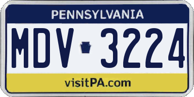 PA license plate MDV3224