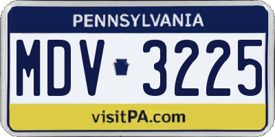 PA license plate MDV3225