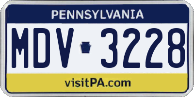 PA license plate MDV3228