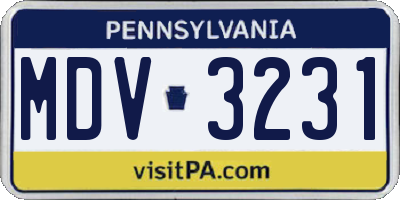 PA license plate MDV3231