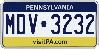 PA license plate MDV3232