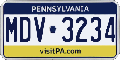 PA license plate MDV3234