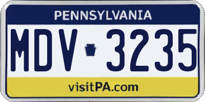 PA license plate MDV3235