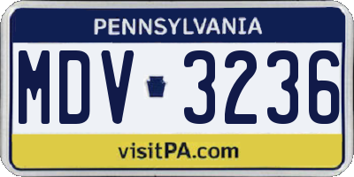 PA license plate MDV3236