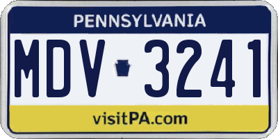 PA license plate MDV3241