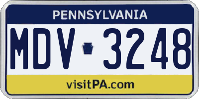 PA license plate MDV3248