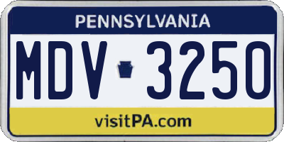 PA license plate MDV3250