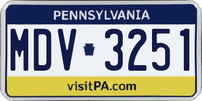 PA license plate MDV3251