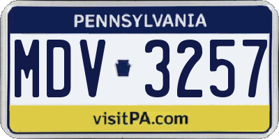 PA license plate MDV3257