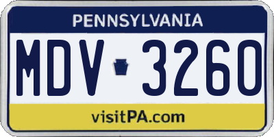 PA license plate MDV3260