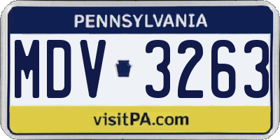 PA license plate MDV3263