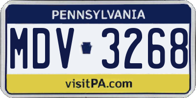 PA license plate MDV3268