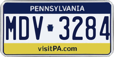 PA license plate MDV3284