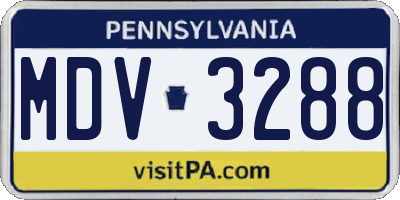 PA license plate MDV3288