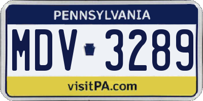 PA license plate MDV3289
