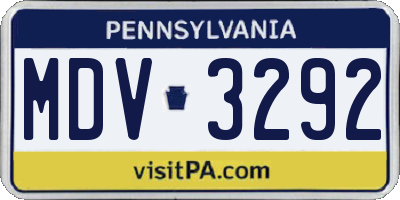 PA license plate MDV3292