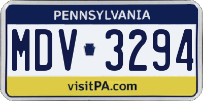 PA license plate MDV3294