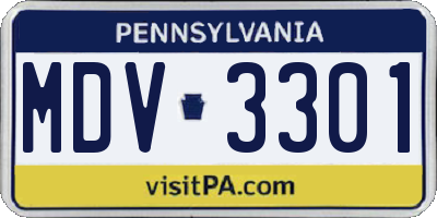 PA license plate MDV3301