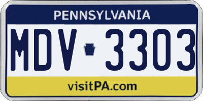 PA license plate MDV3303