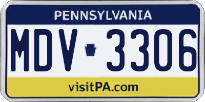 PA license plate MDV3306