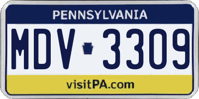 PA license plate MDV3309