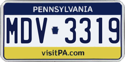 PA license plate MDV3319