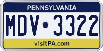 PA license plate MDV3322