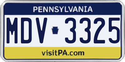 PA license plate MDV3325