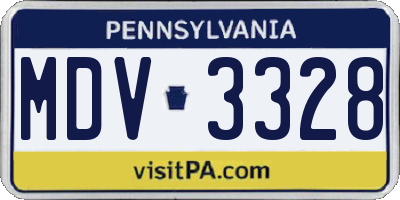 PA license plate MDV3328