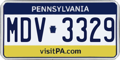 PA license plate MDV3329