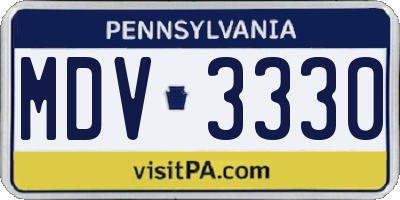 PA license plate MDV3330
