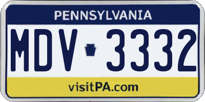 PA license plate MDV3332