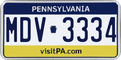 PA license plate MDV3334