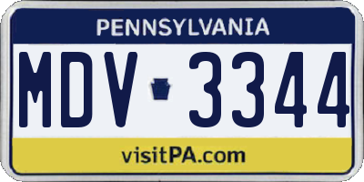 PA license plate MDV3344
