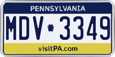 PA license plate MDV3349