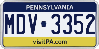 PA license plate MDV3352