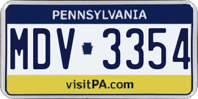 PA license plate MDV3354
