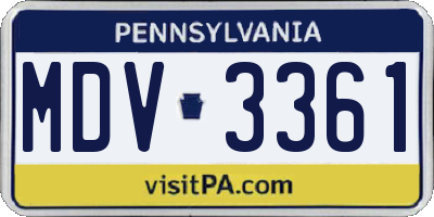 PA license plate MDV3361