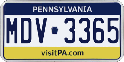 PA license plate MDV3365