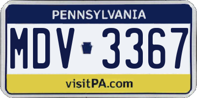 PA license plate MDV3367